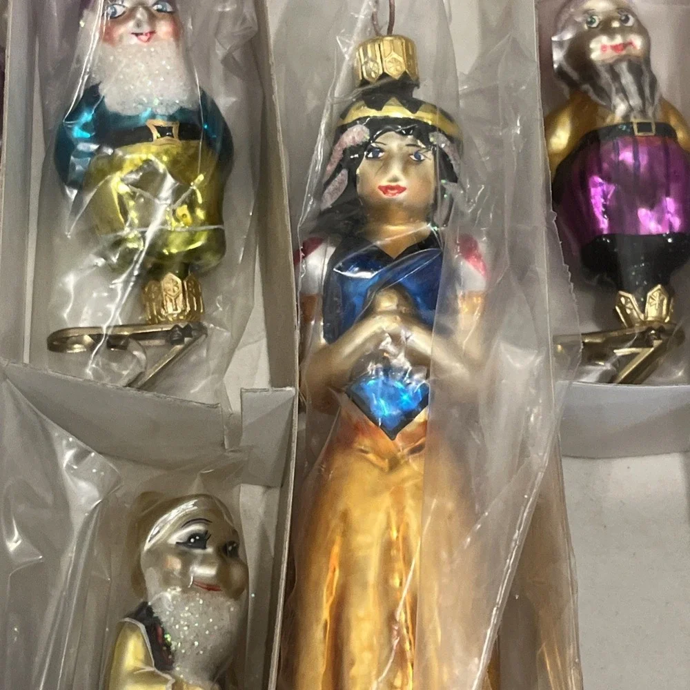 Vtg Christopher Radko Rare‎ 1995 And Snowy Make 8 Ornament, 7 Dwarves Snow White